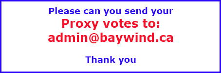 Please return E-Mail proxy votes to admin@baywind.ca